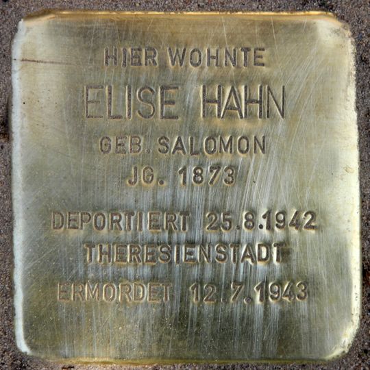 Stolperstein dedicated to Elise Hahn