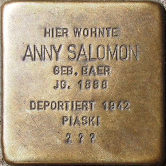 Stolperstein à la mémoire d’Anny Salomon
