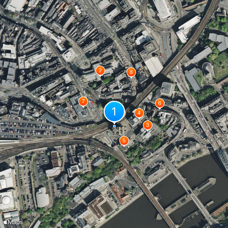 Newcastle upon Tyne Castle Kaart