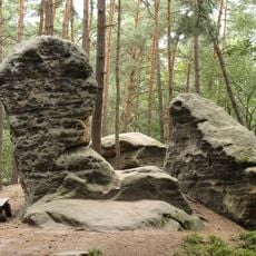 Obří hlava a žába