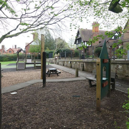 Wall and steps to terrace in front of St Mary's School and School House