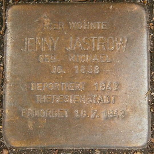 Stolperstein dedicated to Jenny Jastrow