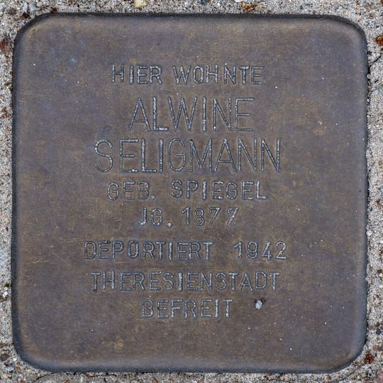 Stolperstein dedicated to Alwine Seligmann