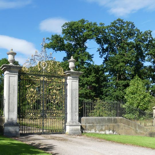 Gates, overthrow and piers approximately 80 metres east of Dutch Tea Garden