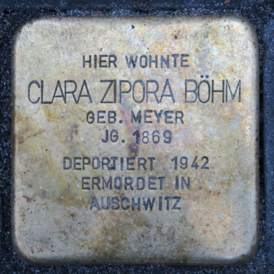 Stolperstein dedicated to Clara Zipora Böhm