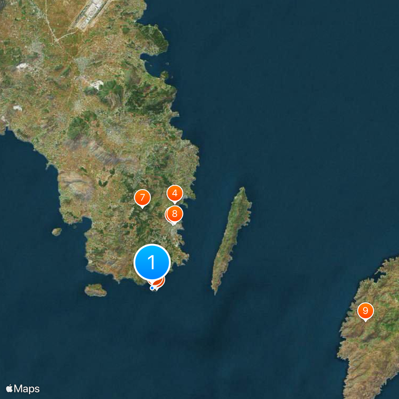 Temple of Poseidon at cape Sounion Map