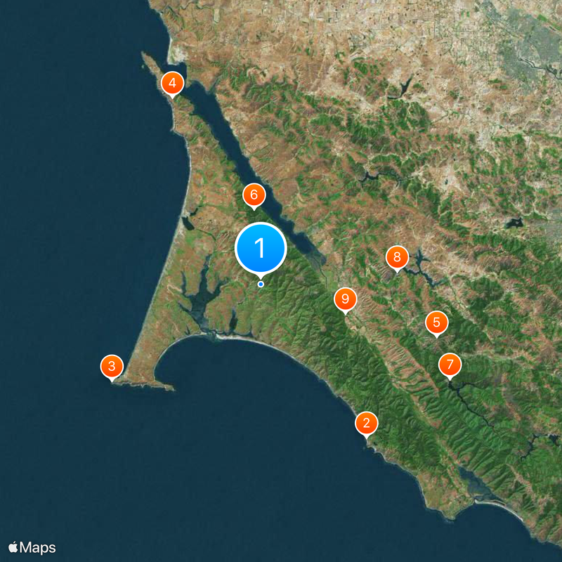 Costa Nacional de Point Reyes Mapa