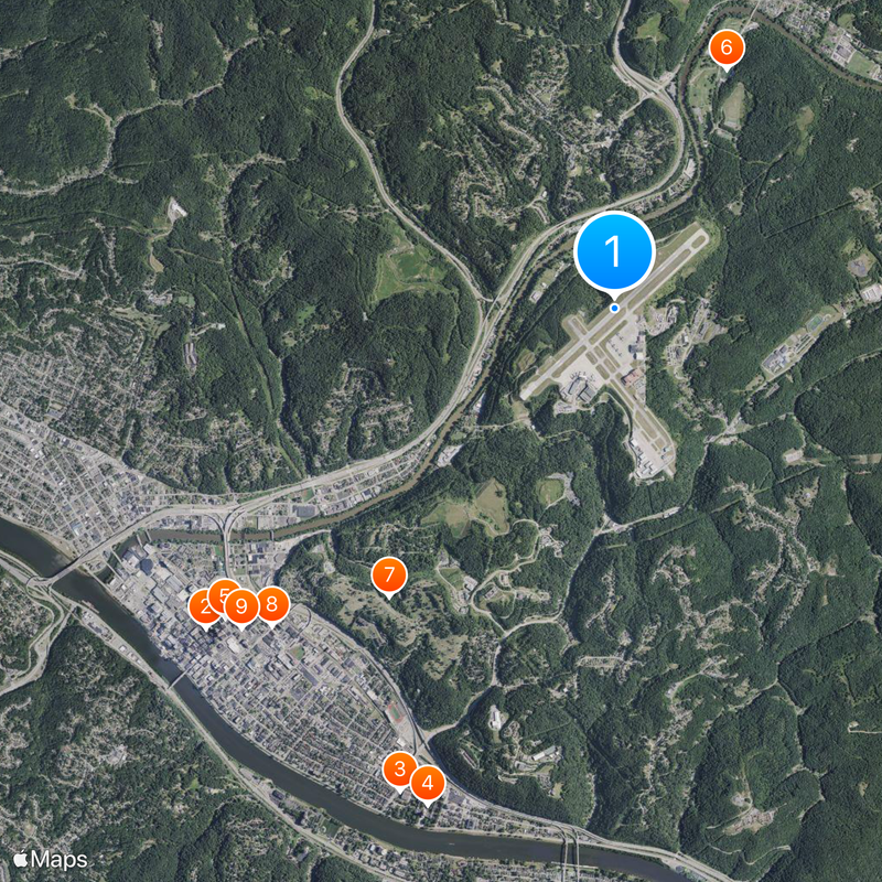 Aeroporto Yeager de Charleston Mappa