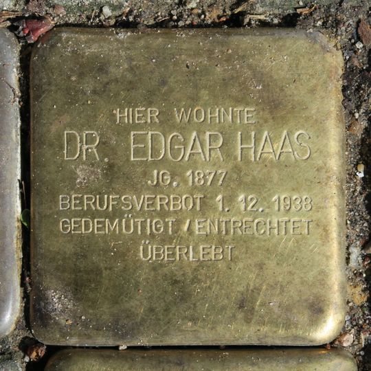 Stolperstein dedicated to Edgar Haas