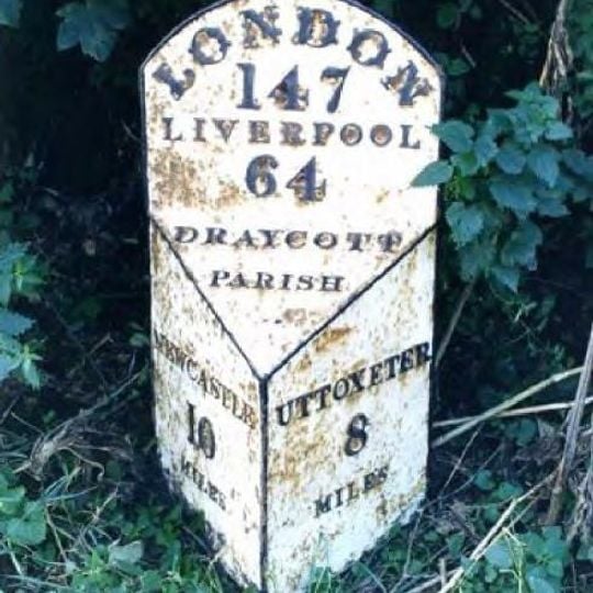 Milepost, near Totmonslow