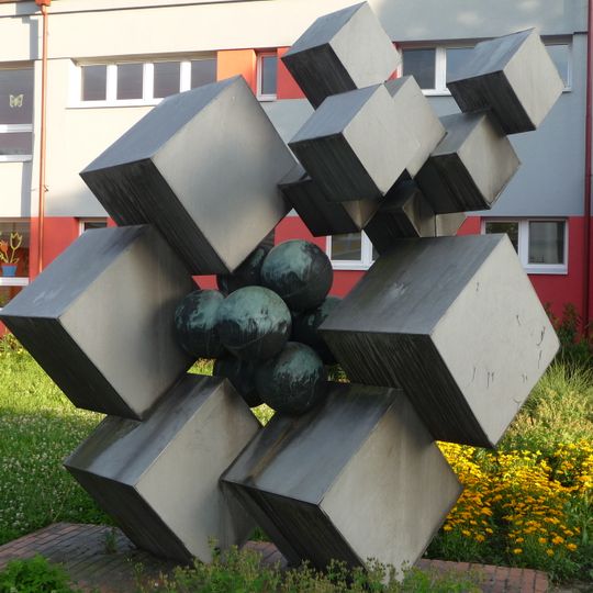 Sculpture in front of the elementary school