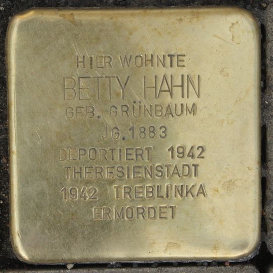 Stolperstein dedicated to Betty Hahn