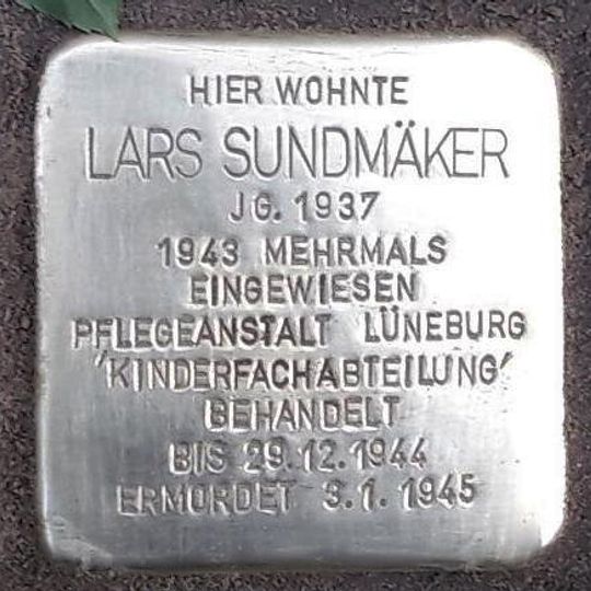 Stolperstein em memória de Lars Sundmäker