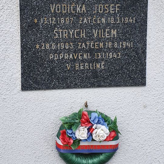 Memorial plaque of Vodička Josef and Štrych Vilém