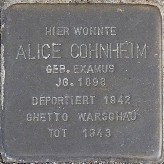 Stolperstein en memoria de Alice Cohnheim