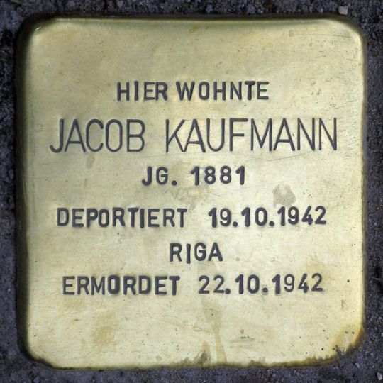 Stolperstein dedicated to Jacob Kaufmann
