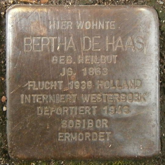 Stolperstein dedicated to Bertha de Haas