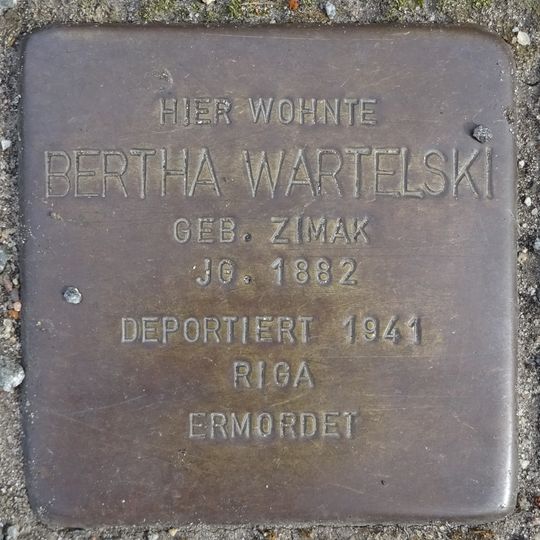 Stolperstein dedicated to Bertha Wartelski