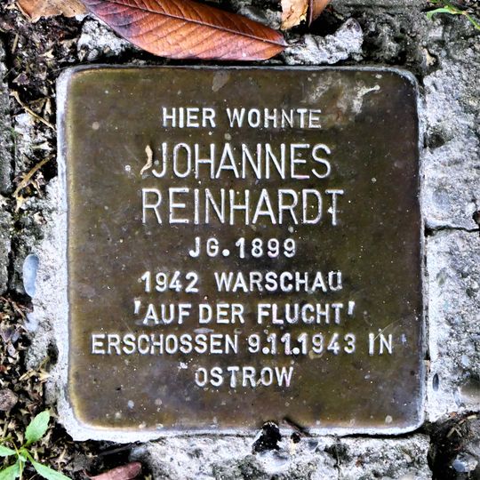 Stolperstein en memoria de Johannes Reinhardt