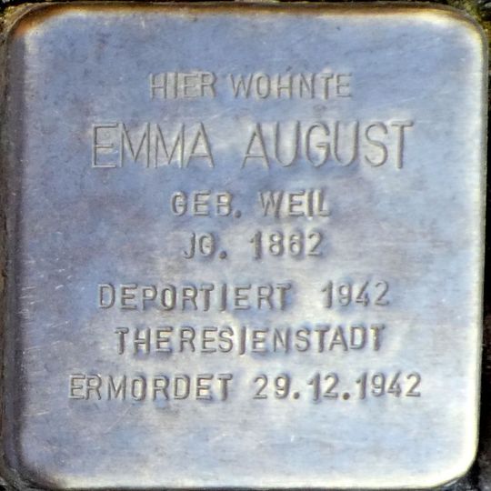 Stolperstein dedicated to Emma August geb. Weil