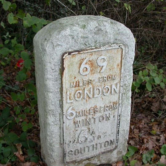 Milestone, Fryern Hill, jct of Bodycoats Road and Winchester Road, opposite 47 Winchester Road