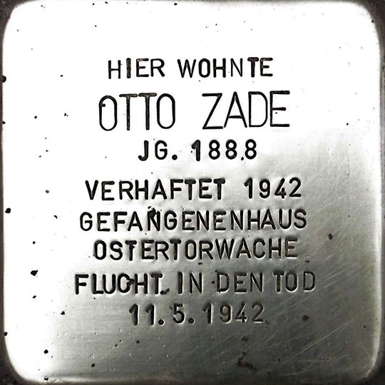 Stolperstein für Otto Zade