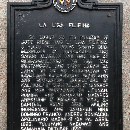 La Liga Filipina historical marker