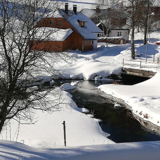 Most přes Teplou Vltavu v Kvildě pod soutokem s Kvildským potokem
