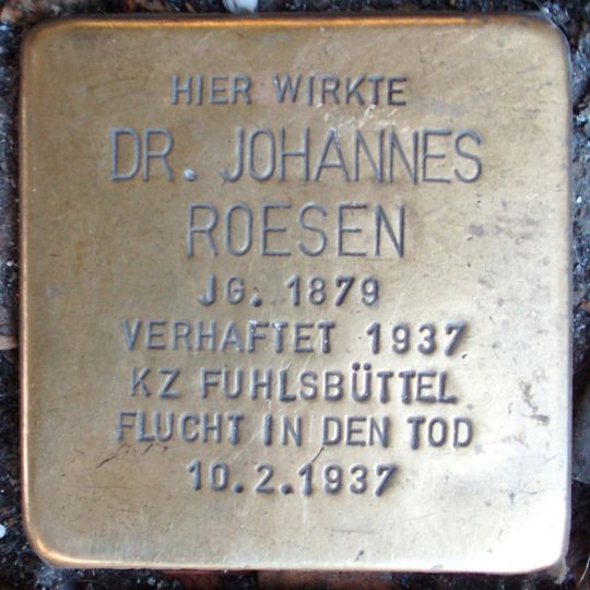 Stolperstein en memoria de Johannes Roesen