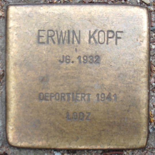Stolperstein dedicated to Erwin Kopf