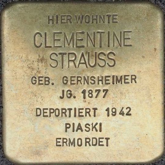 Stolperstein dedicated to Clementine Strauss