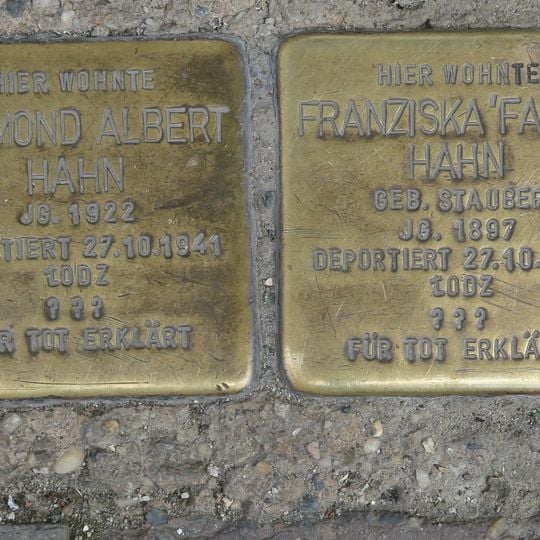 Stolperstein à la mémoire de Franziska ‚Fanny‘ Hahn