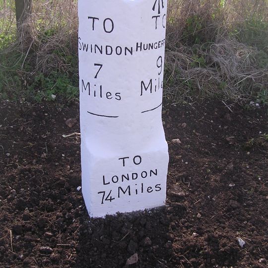 Milestone On Aldbourne To Swindon Road. South Of Aldbourne Warren Farm
