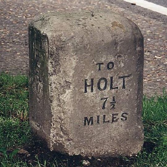 Milestone, W side of entrance drive to The Lings
