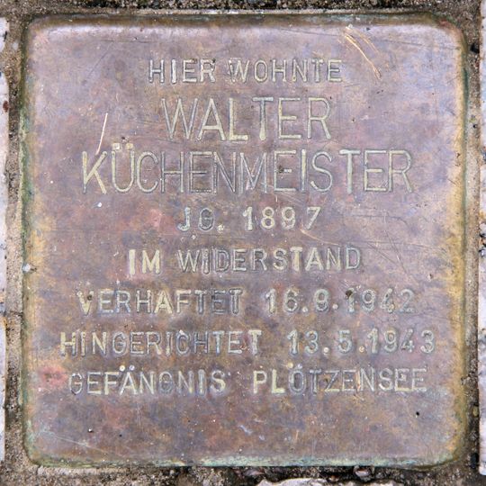 Stolperstein dedicated to Walter Küchenmeister