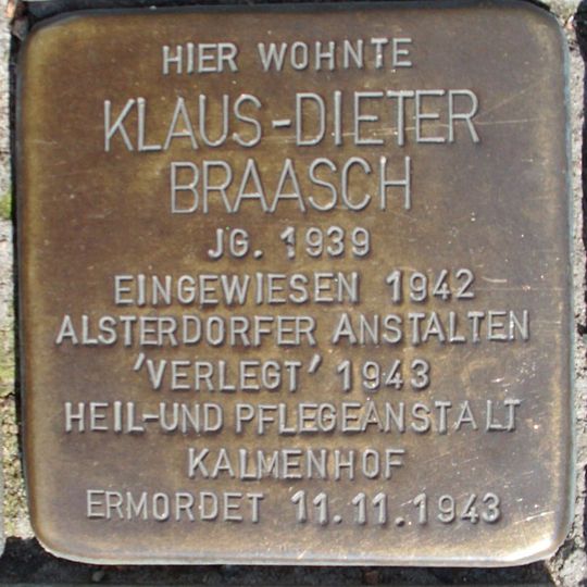 Stolperstein en memoria de Klaus-Dieter Braasch