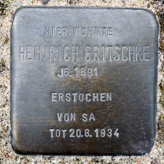 Stolperstein en memoria de Heinrich Gritschke