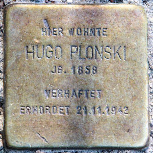 Stolperstein en memoria de Hugo Plonski
