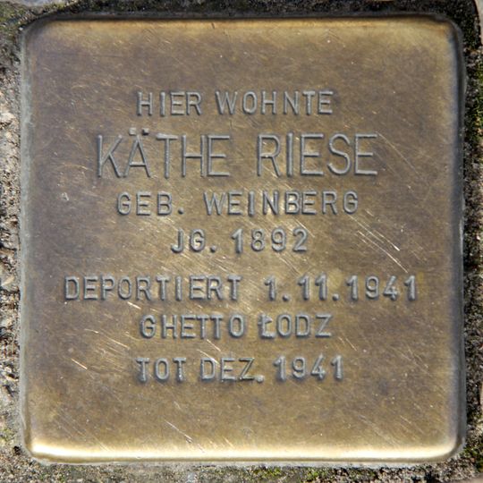Stolperstein à la mémoire de Käthe Riese