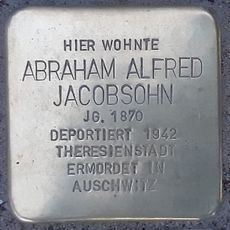 Stolperstein dedicated to Abraham Alfred Jacobsohn
