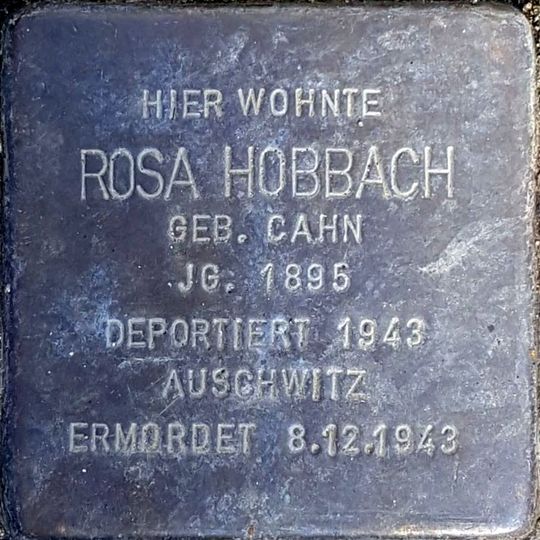 Stolperstein en memoria de Rosa Hobbach geb. Cahn