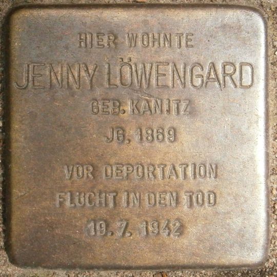 Stolperstein dedicated to Jenny Löwengard