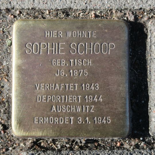 Stolperstein dedicated to Sophie Schoop