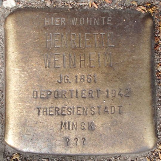Stolperstein à la mémoire de Henriette Weinheim