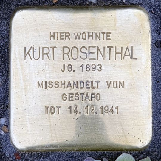 Stolperstein dedicated to Kurt Rosenthal