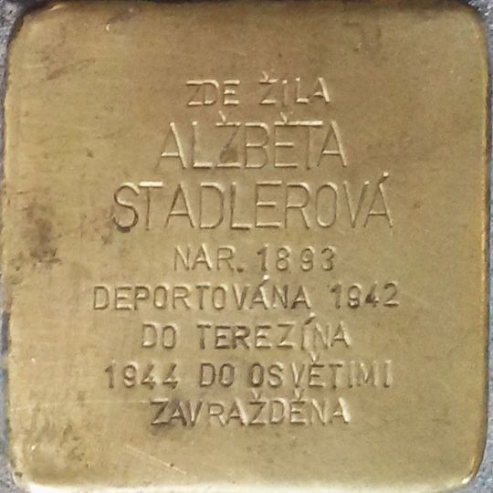 Stolperstein dedicated to Alžběta Stadlerová