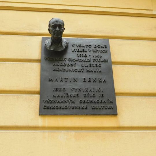 Pamětní deska Martina Benka v Mánesově ulici v Praze