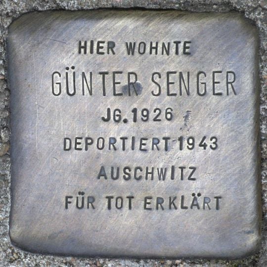 Stolperstein dedicated to Günter Senger
