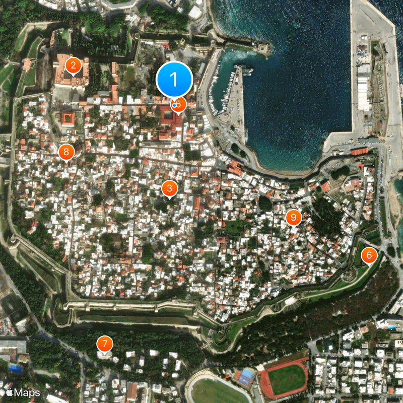 Fortifications of Rhodes Map