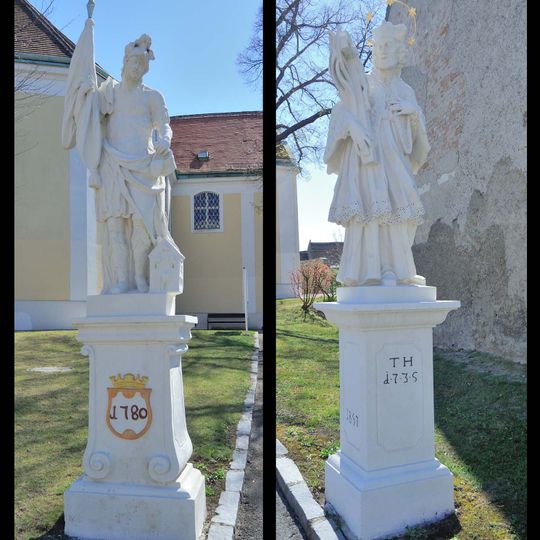 Figur, hl. Johannes Nepomuk und hl. Florian